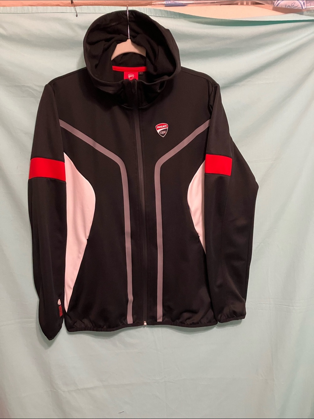 Ducati Men’s Black Hooded Utility Jacket with Red Accents